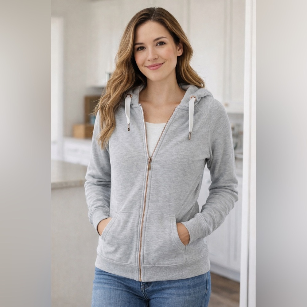 F&F Light Gray Zip-Up Hoodie